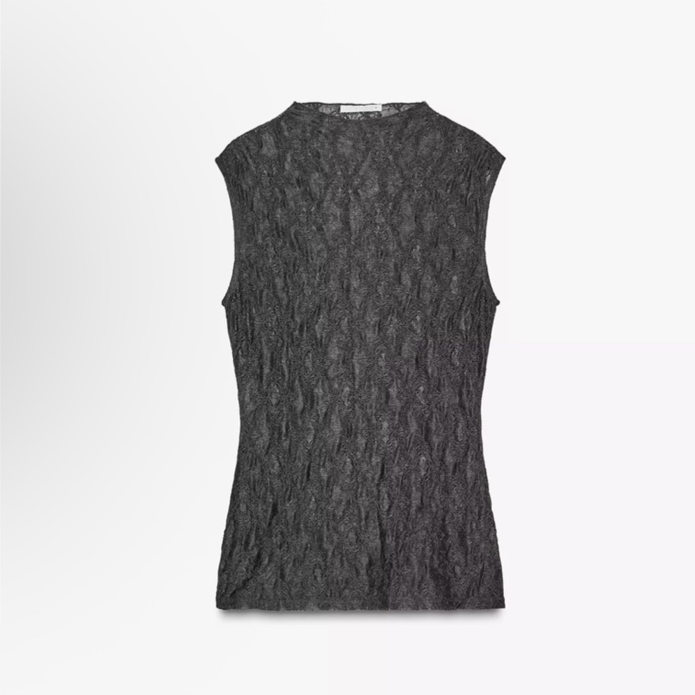 Zara Woman’s Lace Top Dark Gray Sleeveless (L)